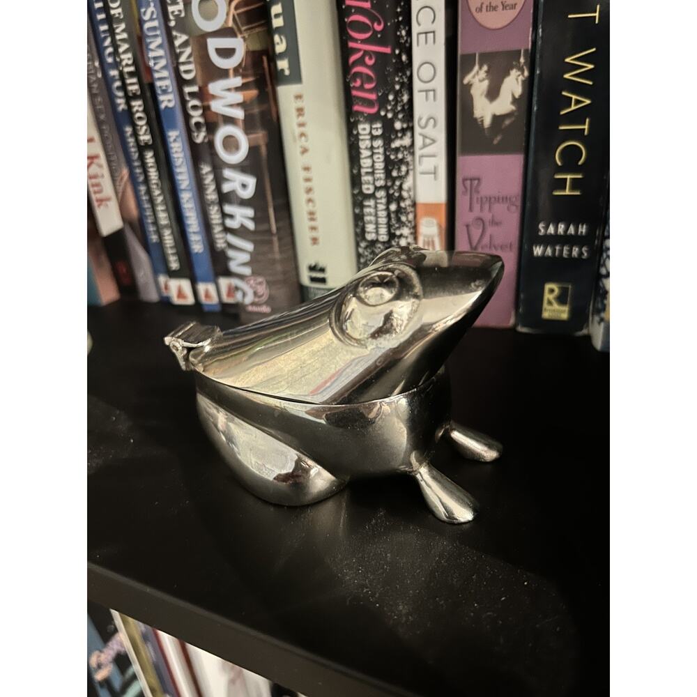 CUTE VTG Brass Frog Trinket Box Hinged Lid Ring Holder Whimsical Decor BOHO